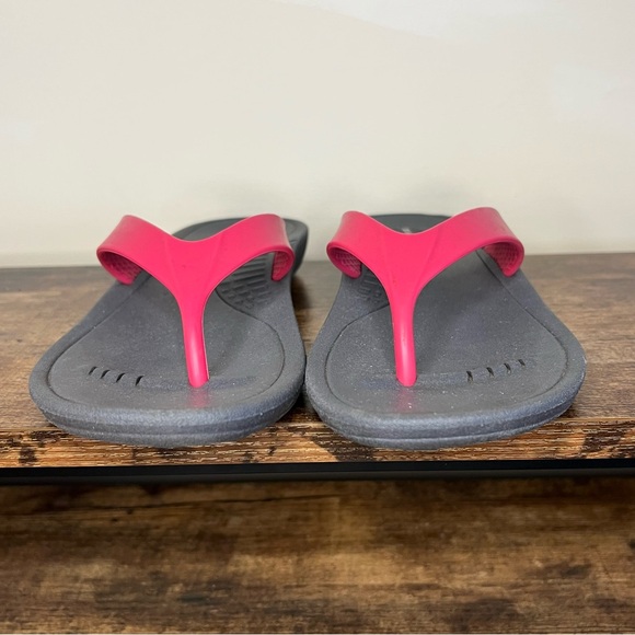 Okabashi Breeze Flip Flops Pink Gray Rubber Arch Support Slip Resistant womens M - Picture 2 of 9